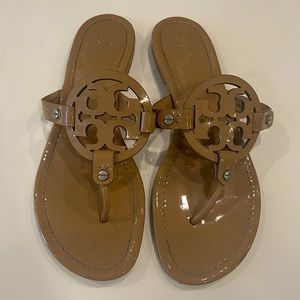 Tory Burch Miller Sandal Patent Nude Leather Size 10.5